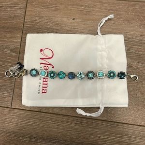 Mariana Jewelry Frost Silver Plated Crystal Large Gem Tennis Bracelet w/ Heart